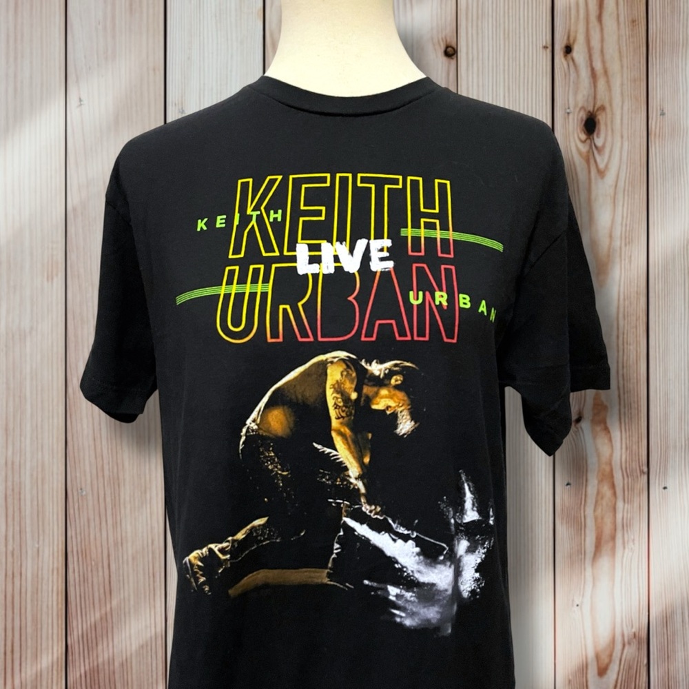 2020 Keith Urban Live Las Vegas Colorful Graphics T-Shirt Black VGUC